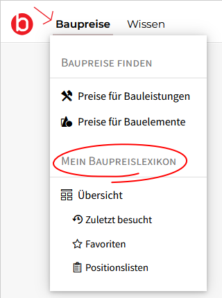 Mein Baupreislexikon Menü Mein Baupreislexikon