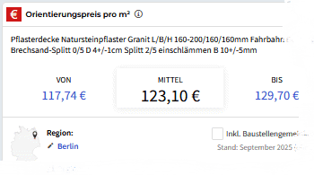 Orientierungspreis, Baupreis von-mittel-bis