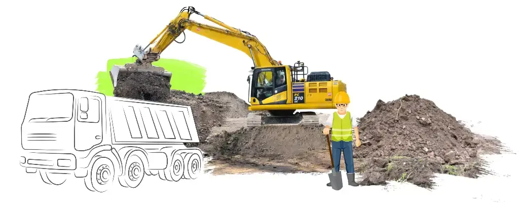 Bagger belädt Kipper